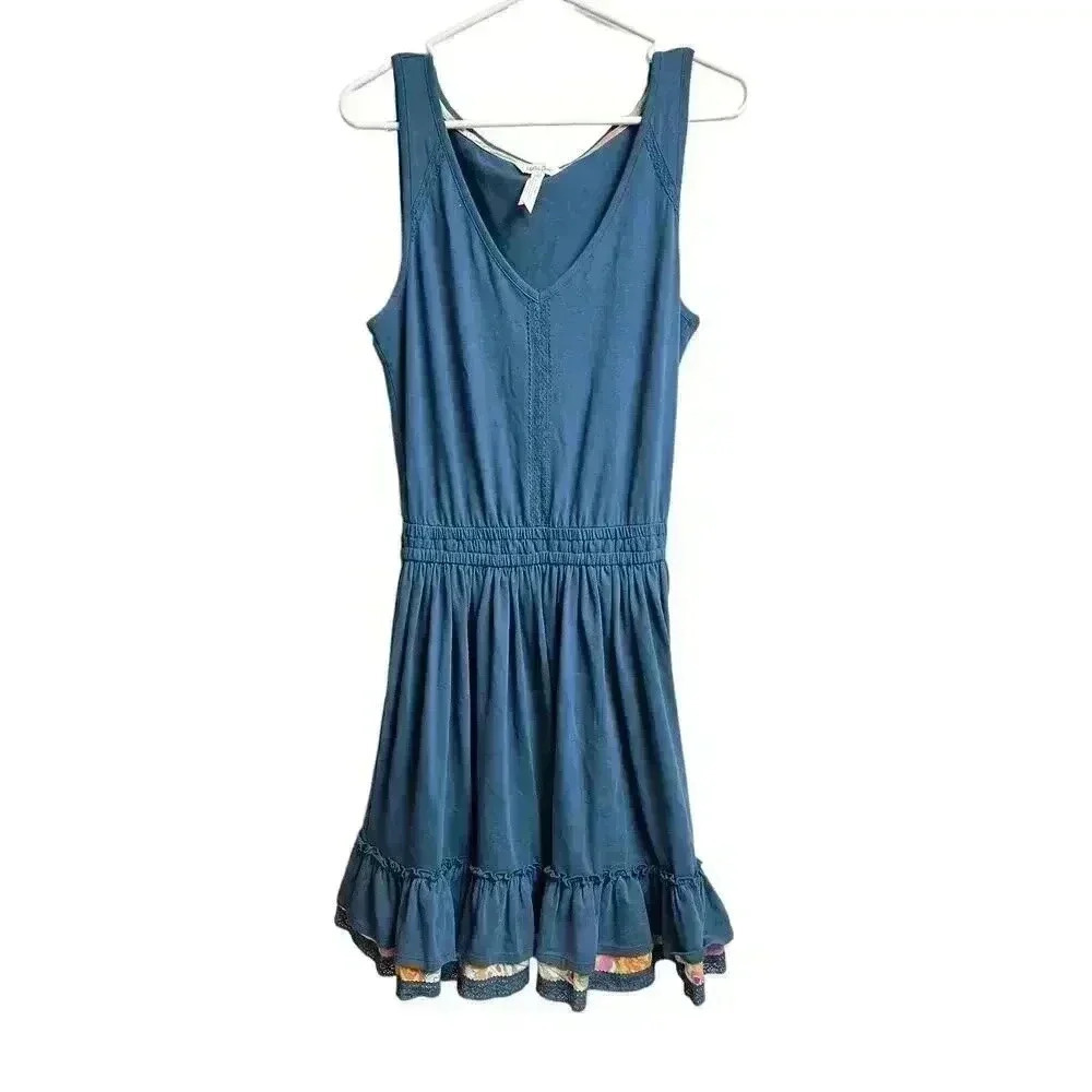 Matilda Jane Women's Blue Ruffle Hem Swing Summer Dress Size Small